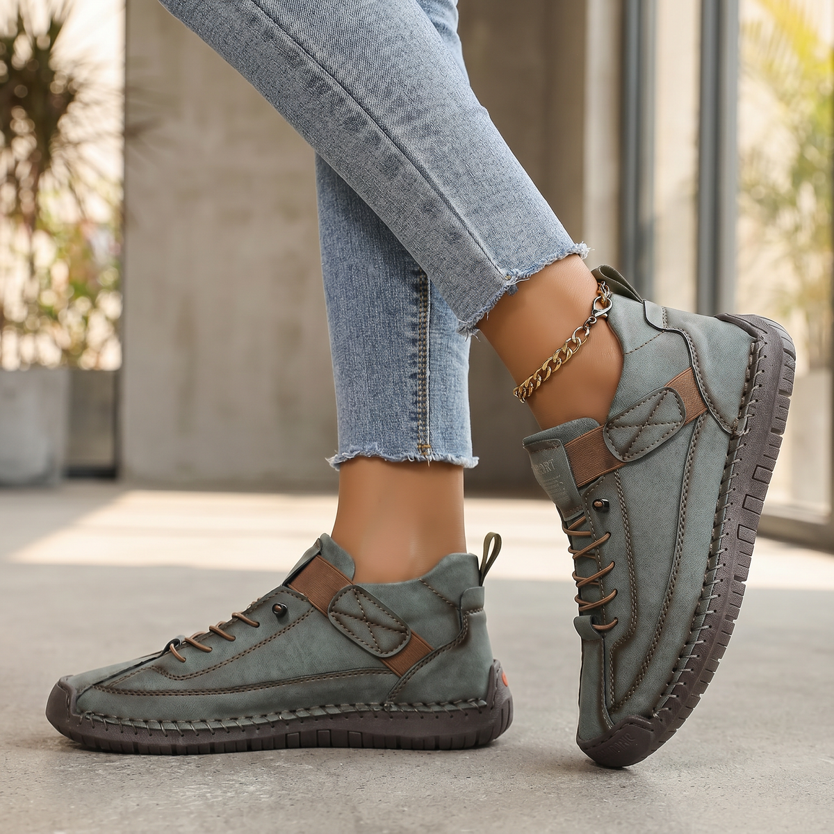 Ademende stoffen damessneakers | Comfortabele wandelschoenen zonder veters