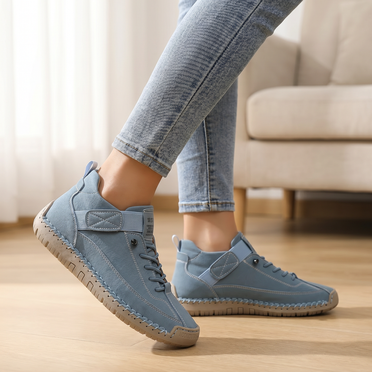 Ademende stoffen damessneakers | Comfortabele wandelschoenen zonder veters