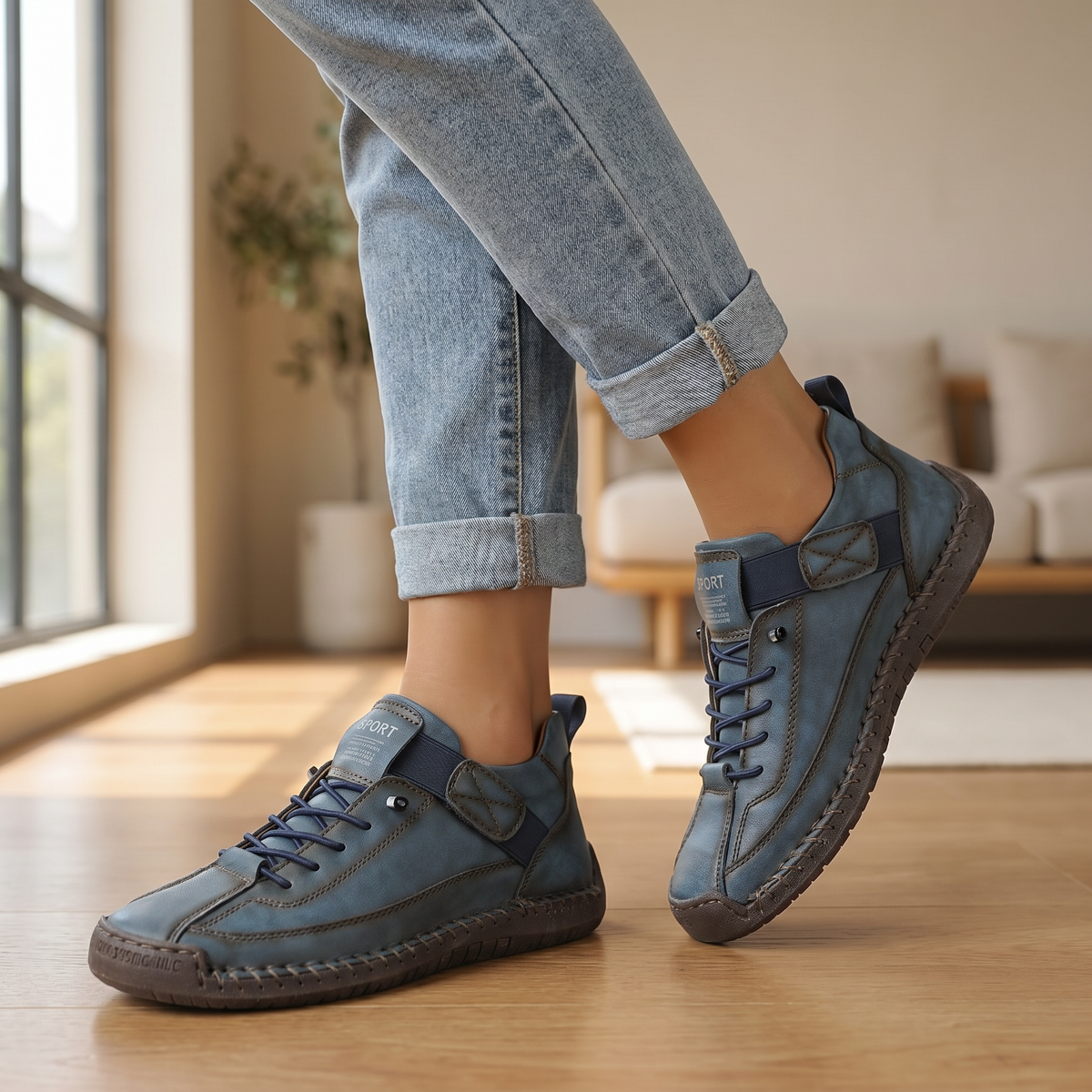 Ademende stoffen damessneakers | Comfortabele wandelschoenen zonder veters