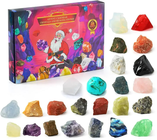 Adventskalender met 24 natuurlijke kristalschatten