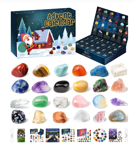 Adventskalender met 24 natuurlijke kristalschatten