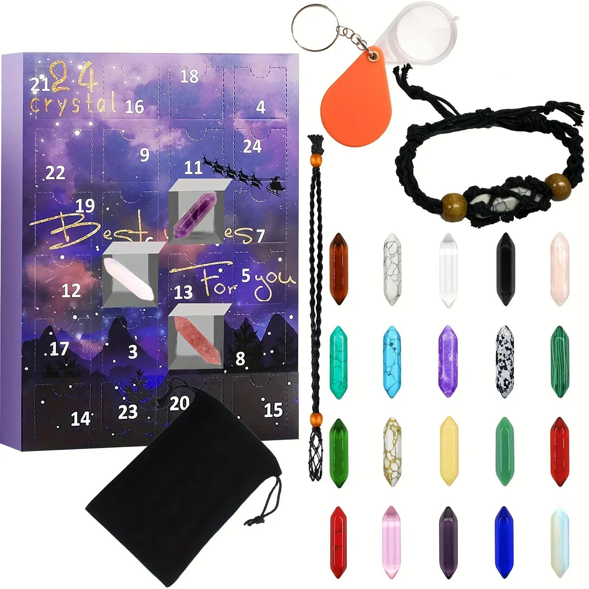 Adventskalender met 24 natuurlijke kristalschatten