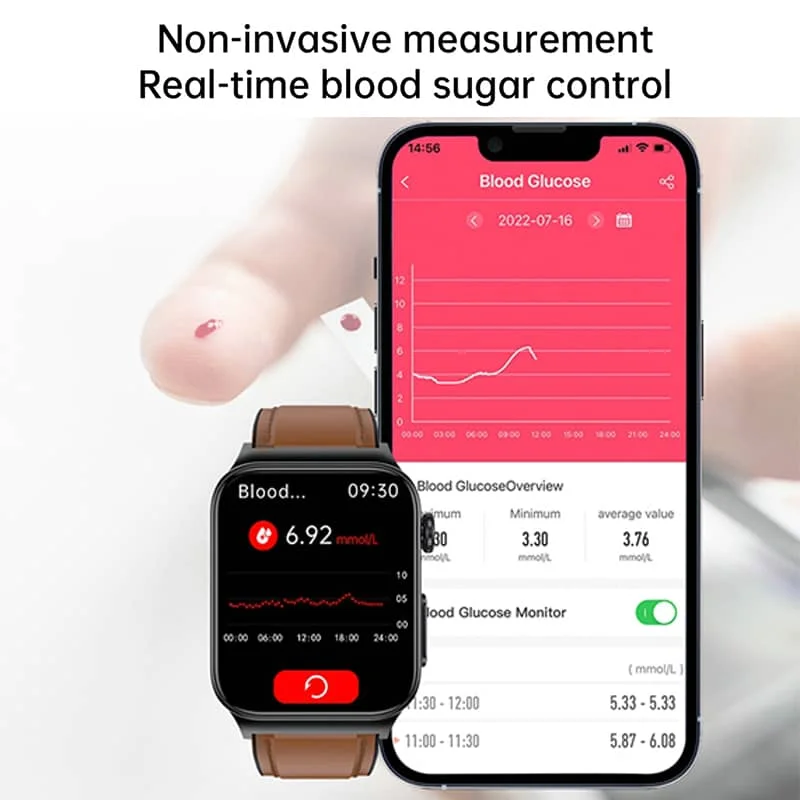 All-in-one Smartwatch voor Gezondheidsmonitoring met Ecg en Bloedglucosetracker