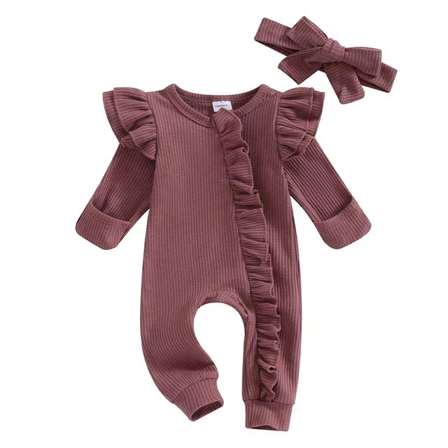 Babyromper met roesjes – Zacht kruippakje met speelse details