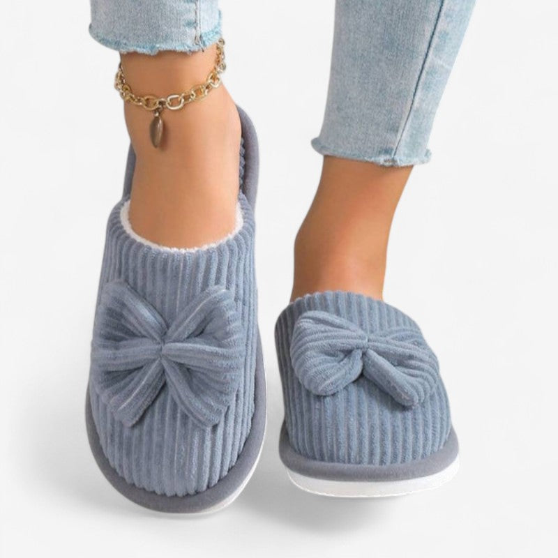 Ballerina-instapsloffen met ronde neus en strik voor dames
