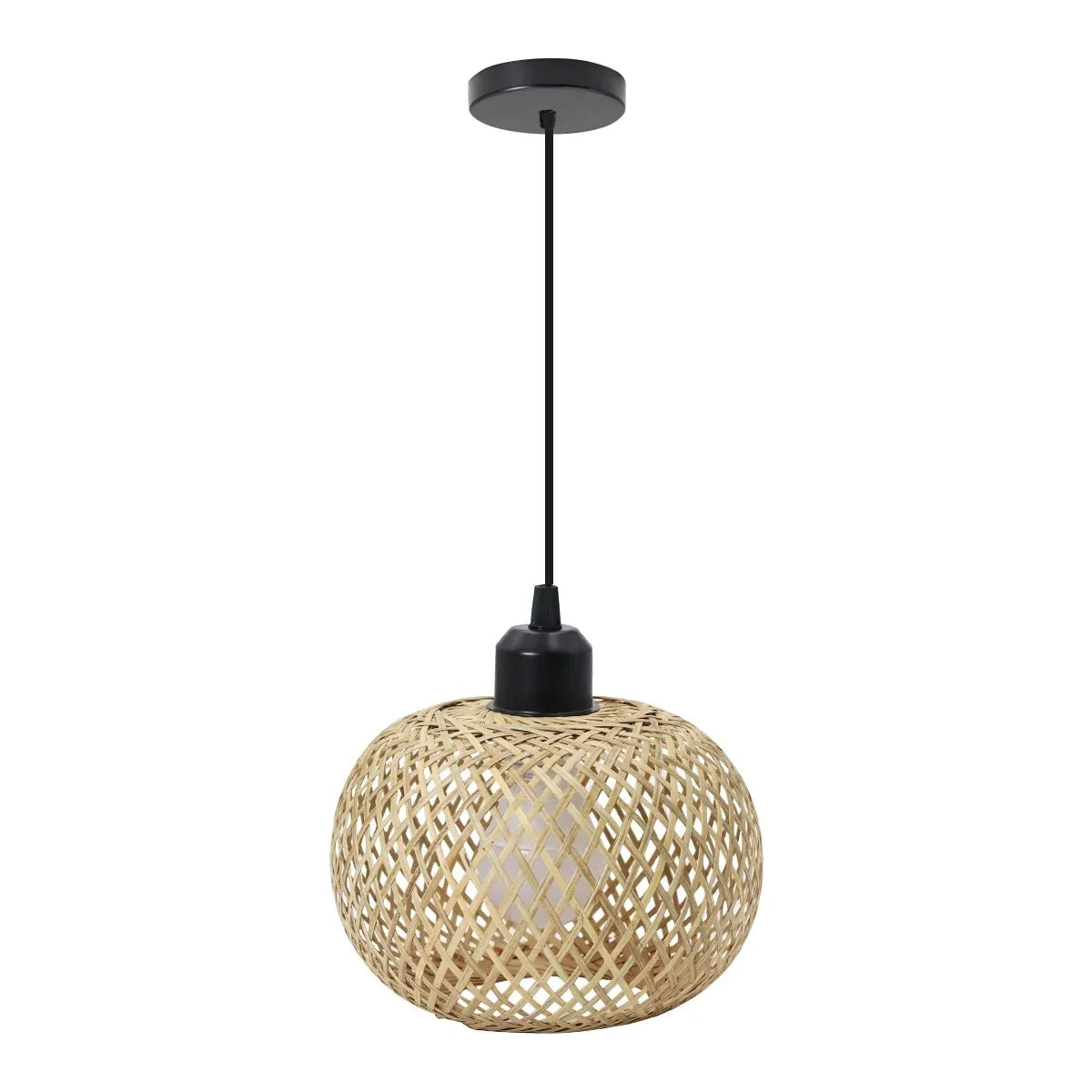 Bamboe plafondlamp | Handgevlochten rotan ledlamp