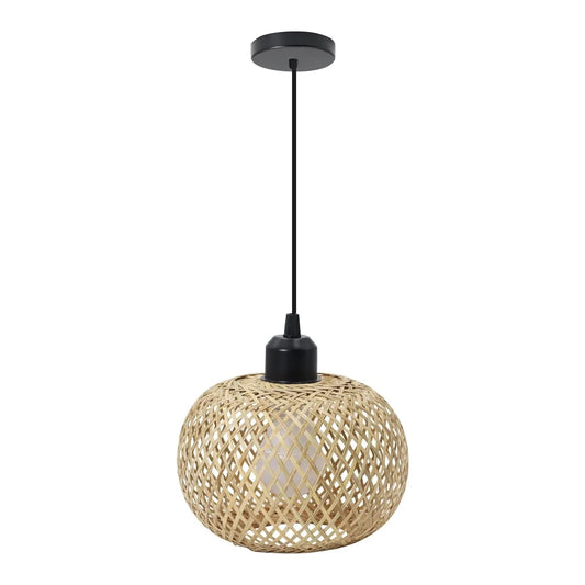 Bamboe plafondlamp | Handgevlochten rotan ledlamp