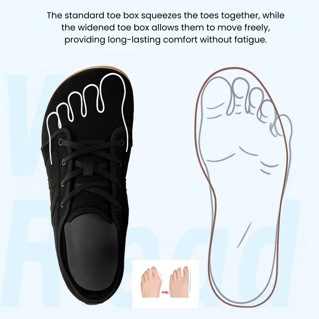 Barefoot sneakers voor kinderen met brede neus en handige klittenbandsluiting