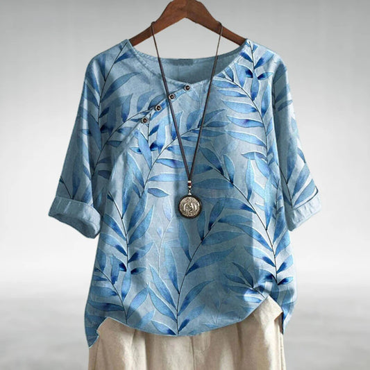 Bedrukte damesblouse met 3/4-mouwen
