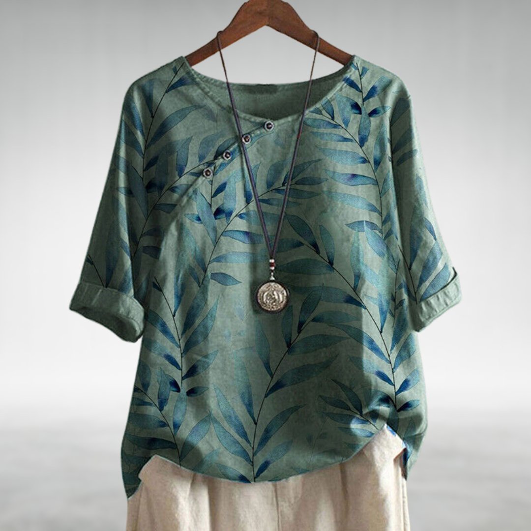 Bedrukte damesblouse met 3/4-mouwen