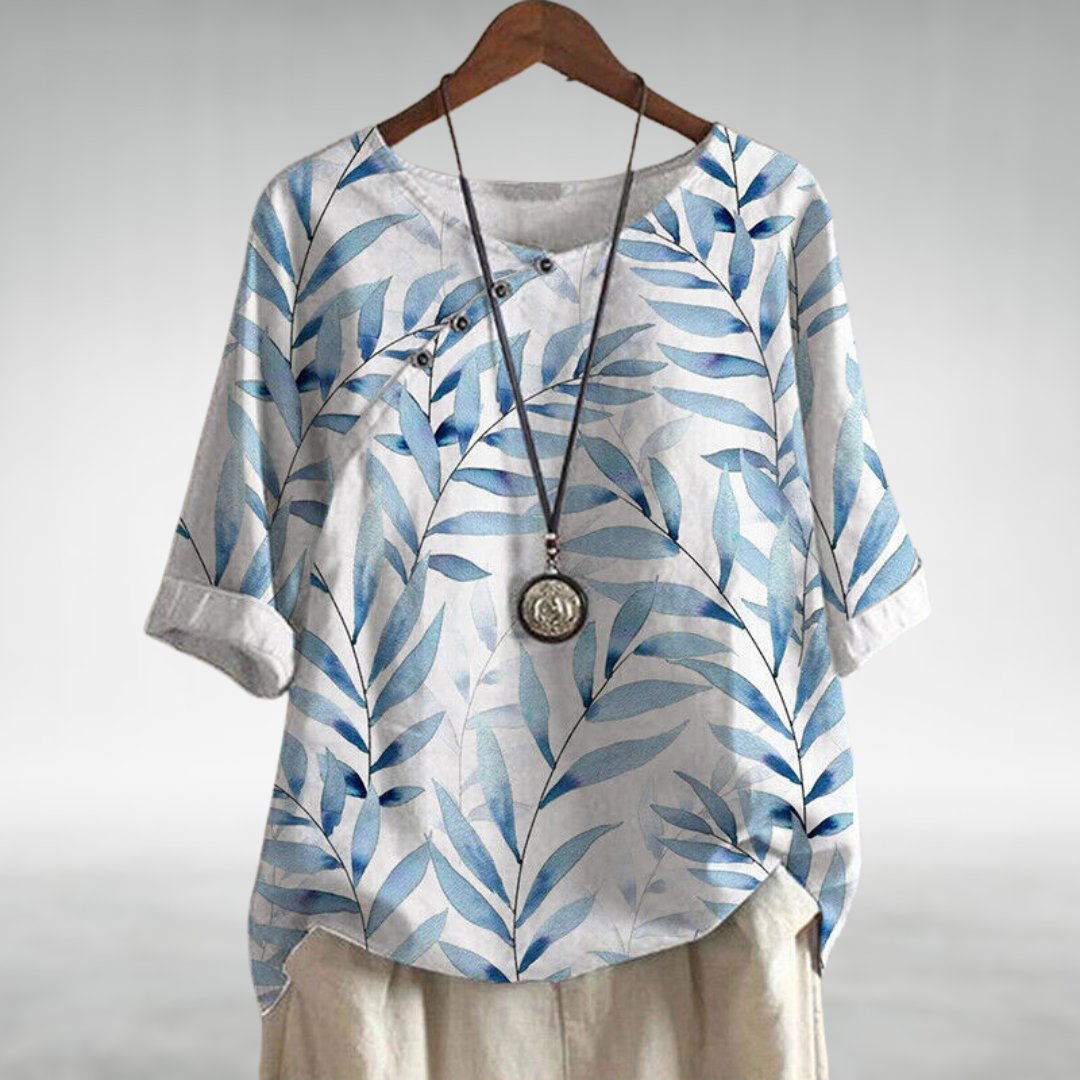 Bedrukte damesblouse met 3/4-mouwen