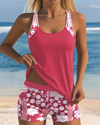 Bloemen tankini met verstelbare bandjes en comfortabele shorts - meerkleurig
