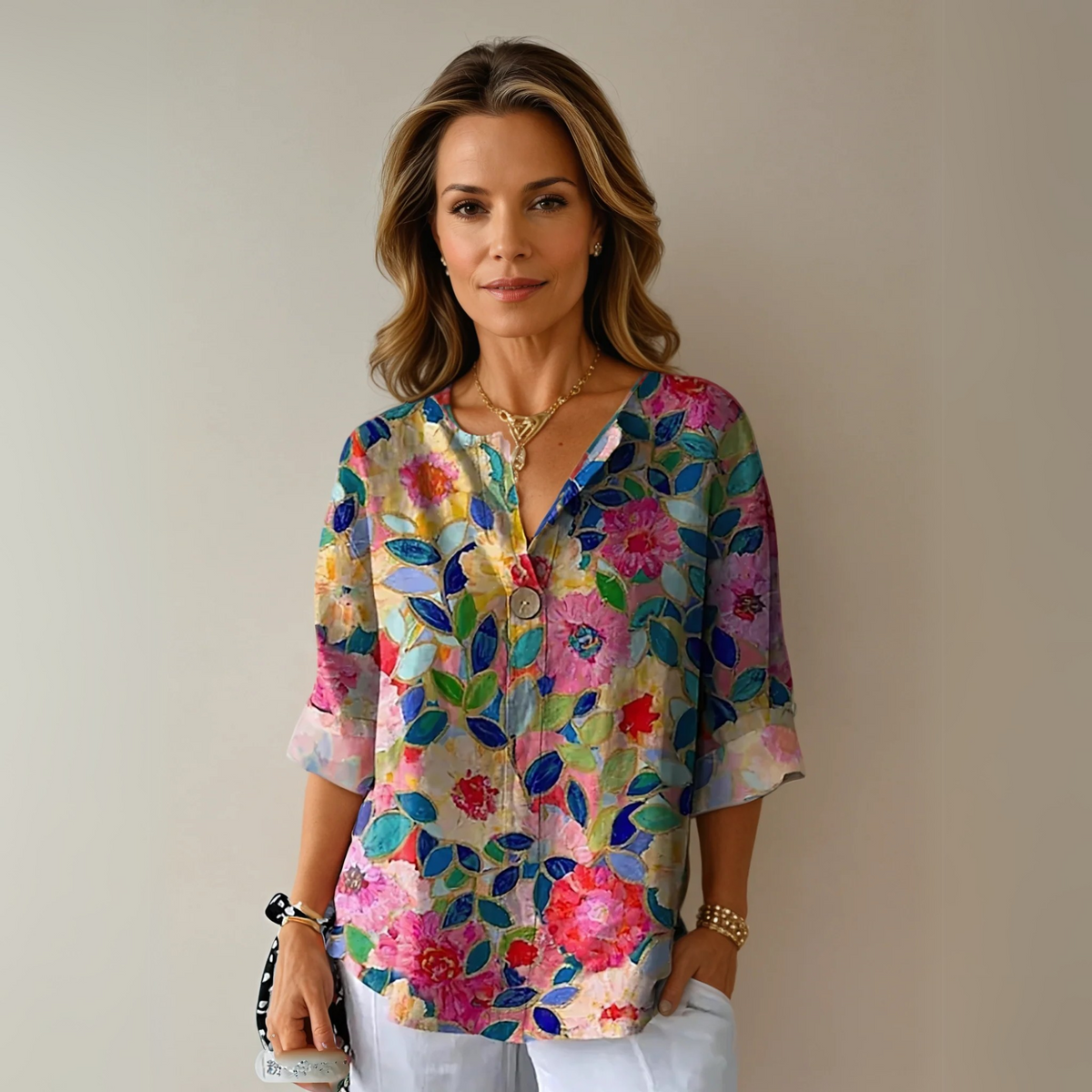 Blouse met bloemenprint en 3/4-mouwen