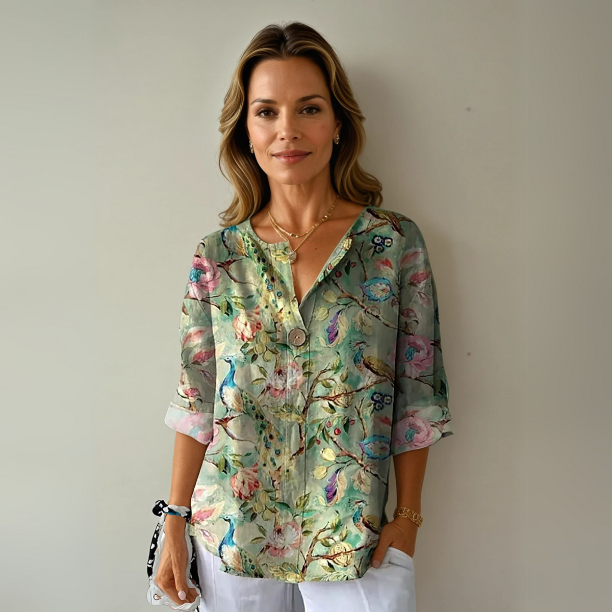 Blouse met bloemenprint en 3/4-mouwen