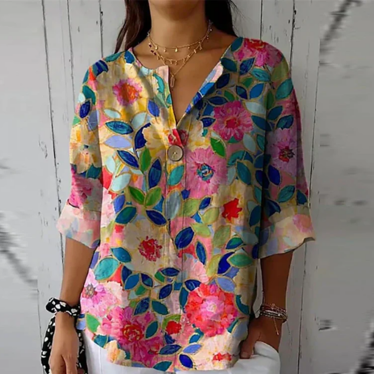 Blouse met bloemenprint en 3/4-mouwen