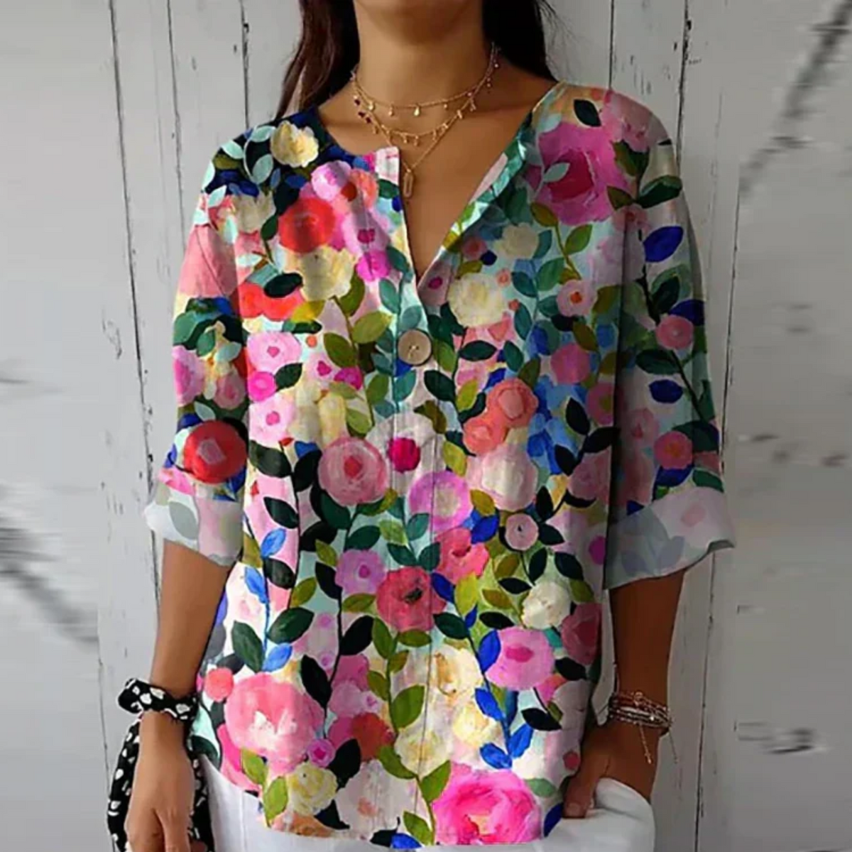 Blouse met bloemenprint en 3/4-mouwen