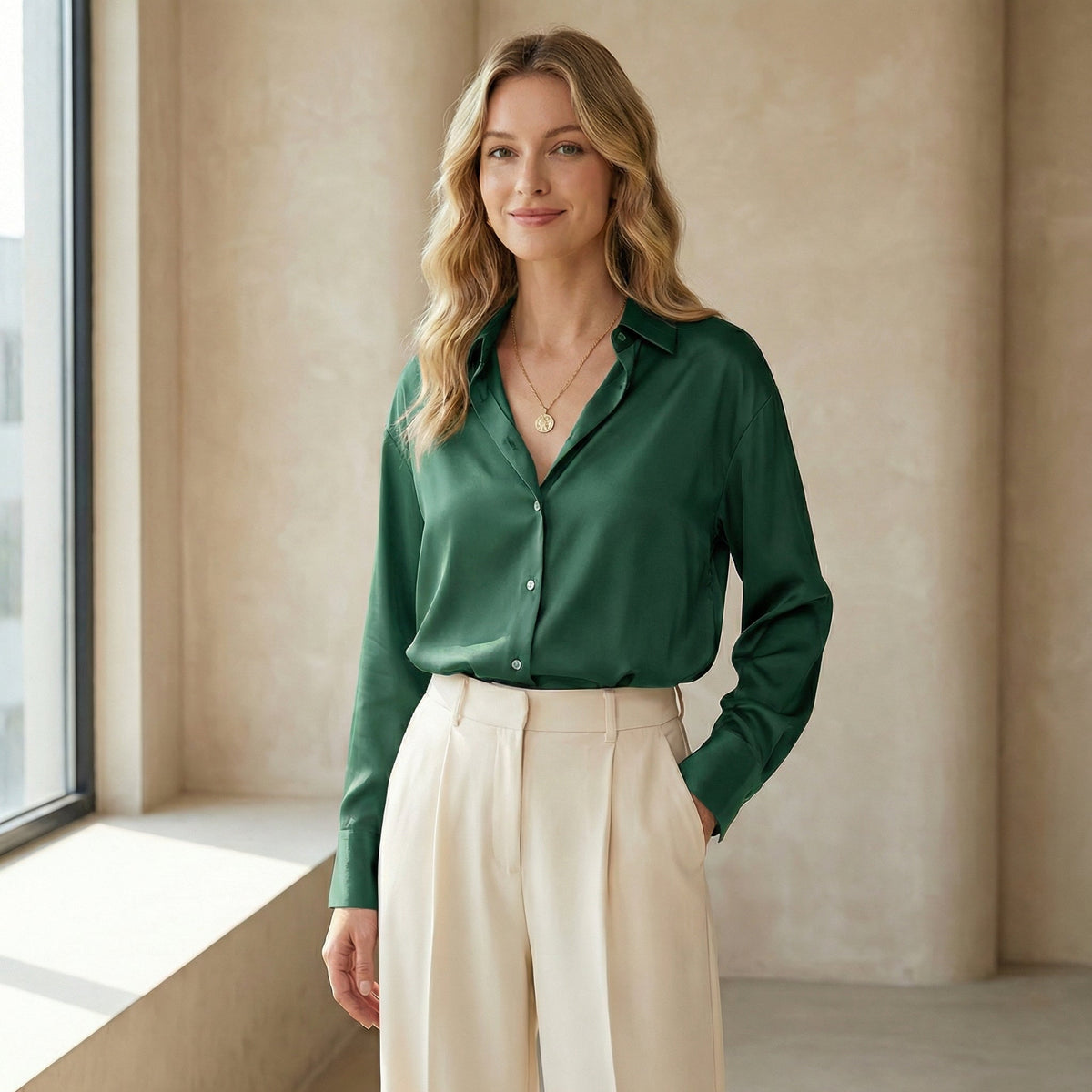 Blouse met lange mouwen en knopen