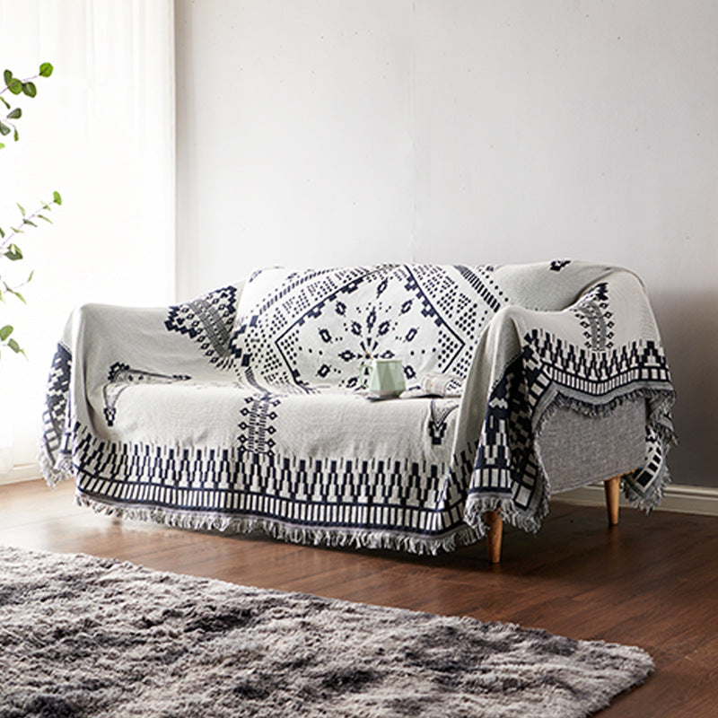 Bohemian gebreid bankplaid met franjes