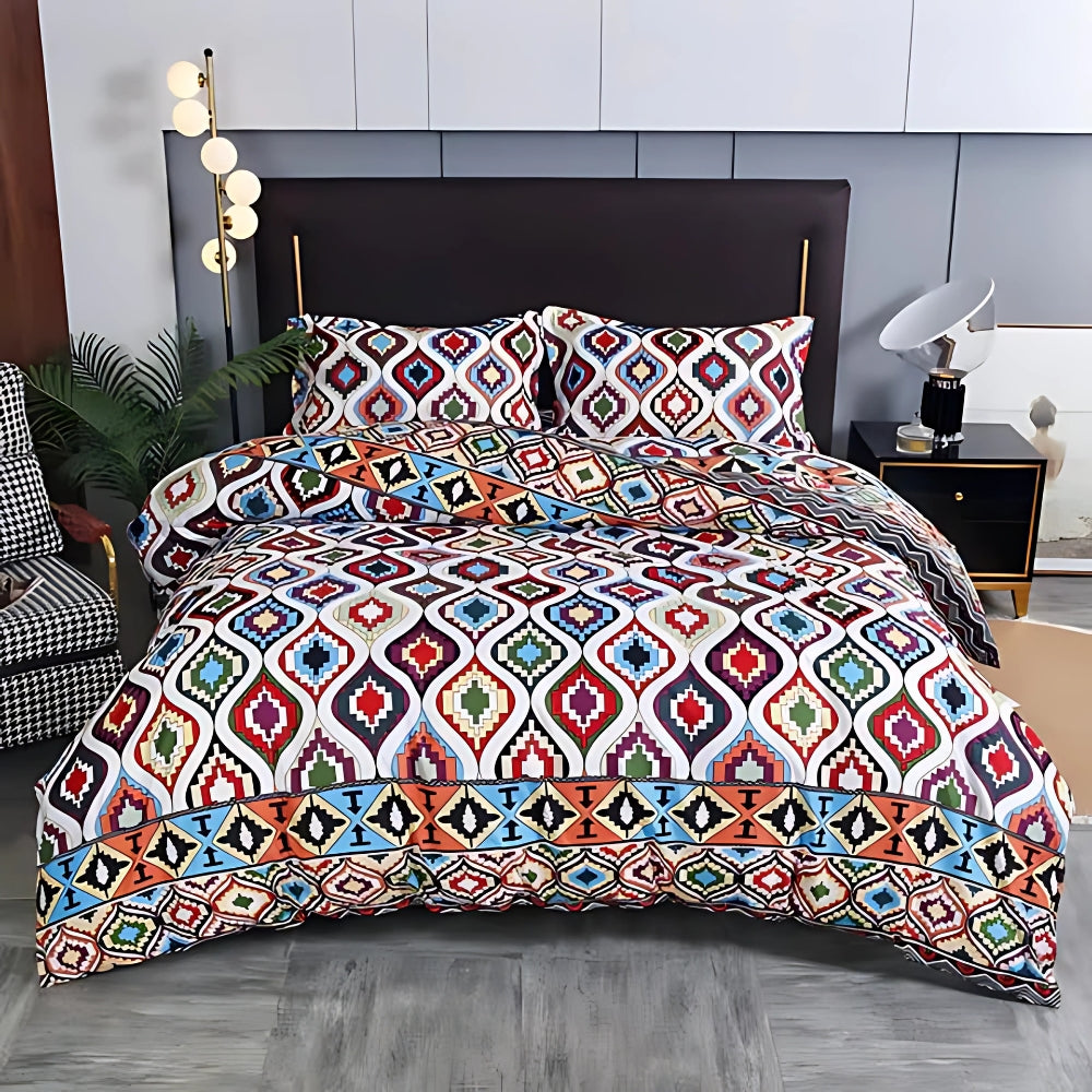 Boho dekbedovertrek met stammenpatroon