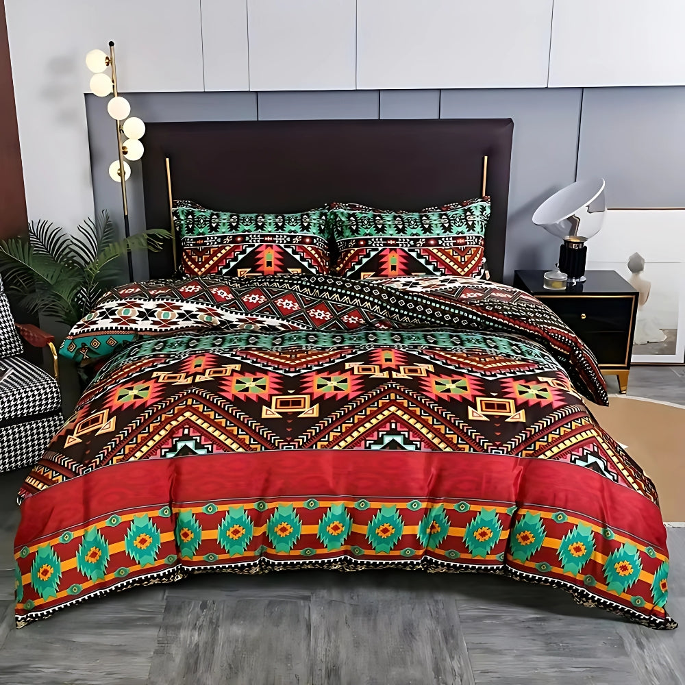 Boho dekbedovertrek met stammenpatroon