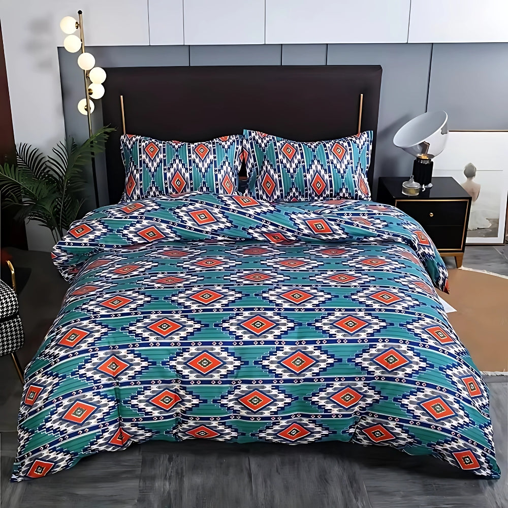 Boho dekbedovertrek met stammenpatroon