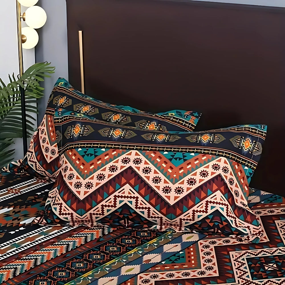 Boho dekbedovertrek met stammenpatroon