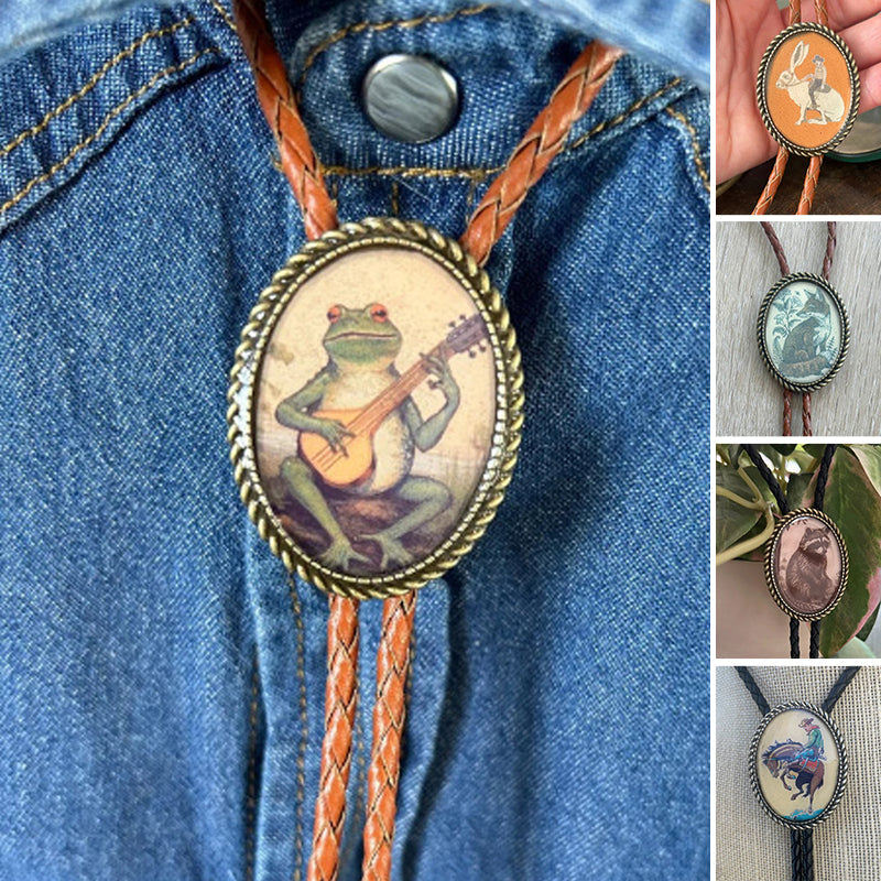 Bolo tie met banjospelende kikker