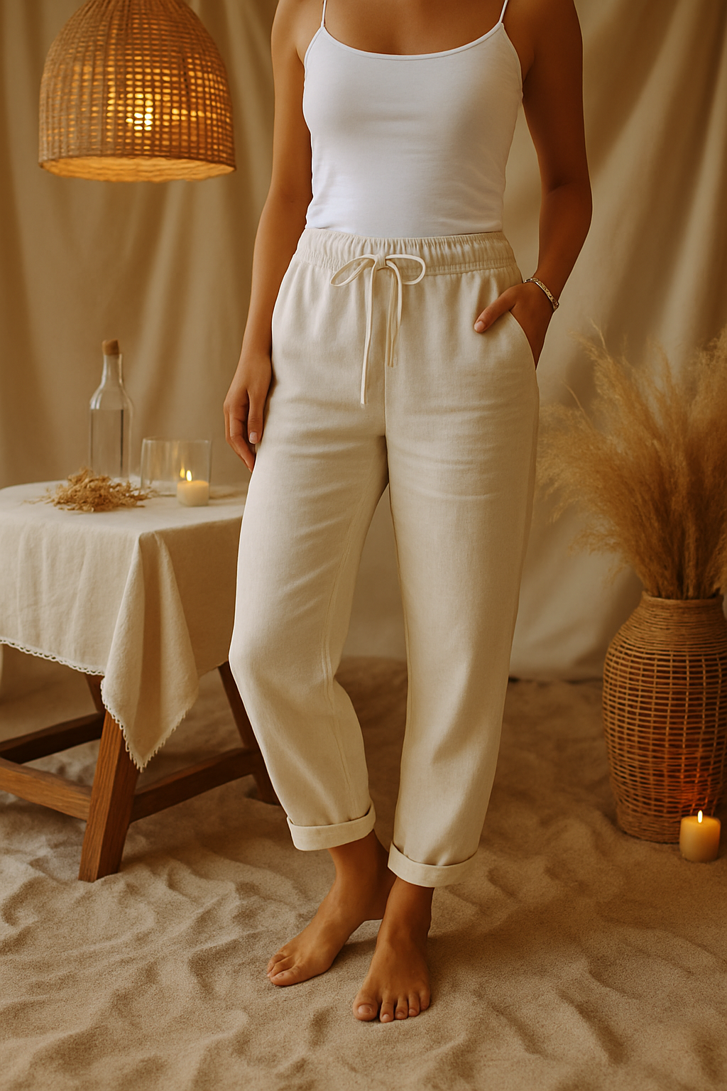 Broek met elastische tailleband