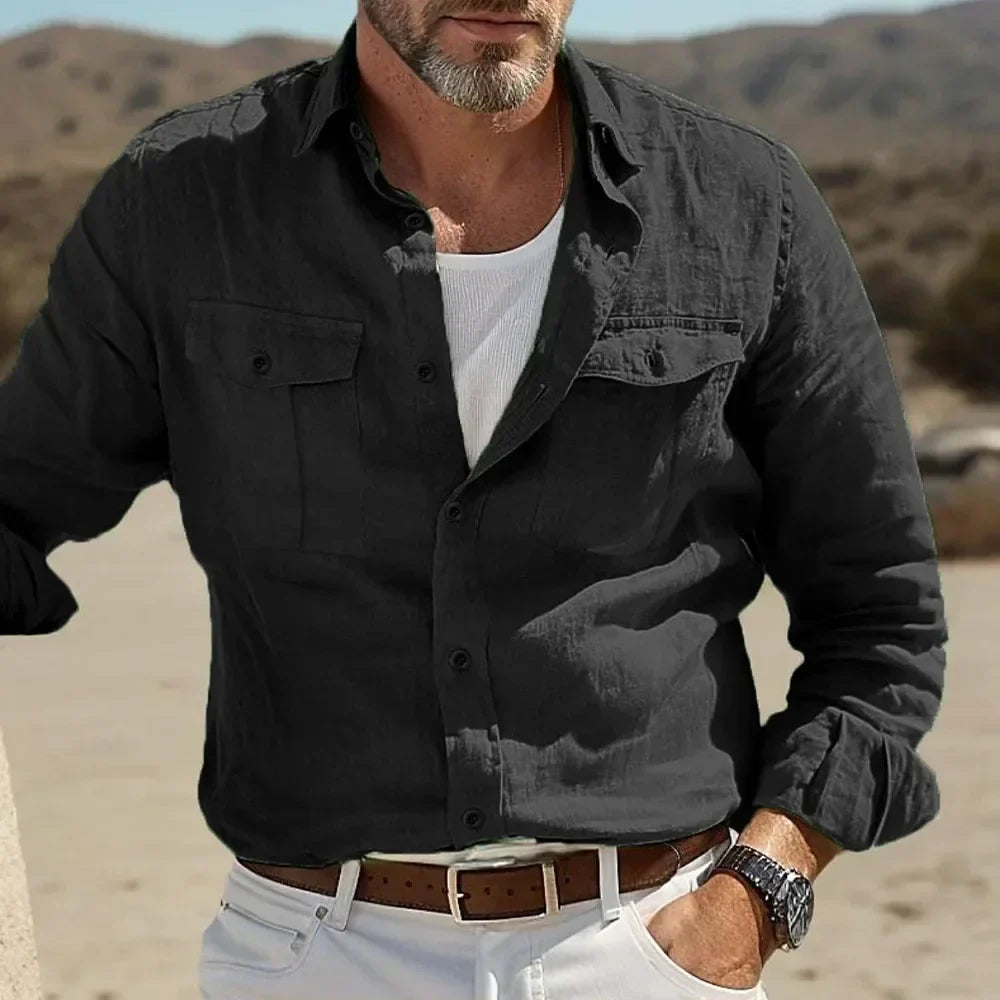 Button-down overhemd voor heren met borstzakken