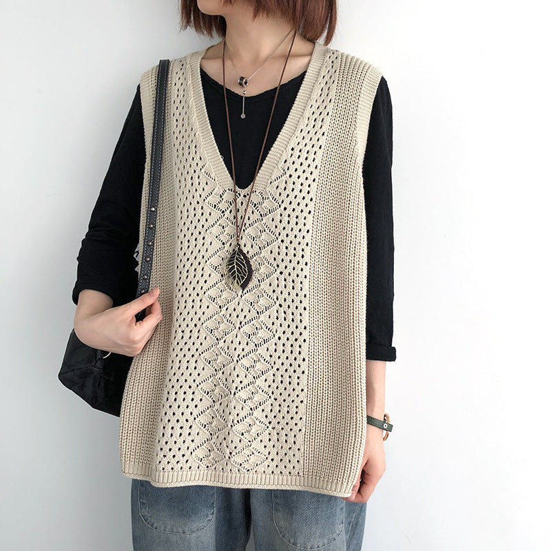 Casual elegant oversized gebreide spencer voor dames