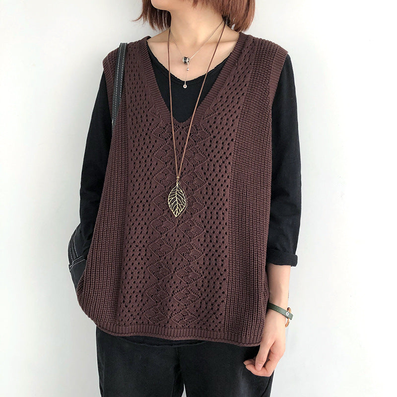 Casual elegant oversized gebreide spencer voor dames