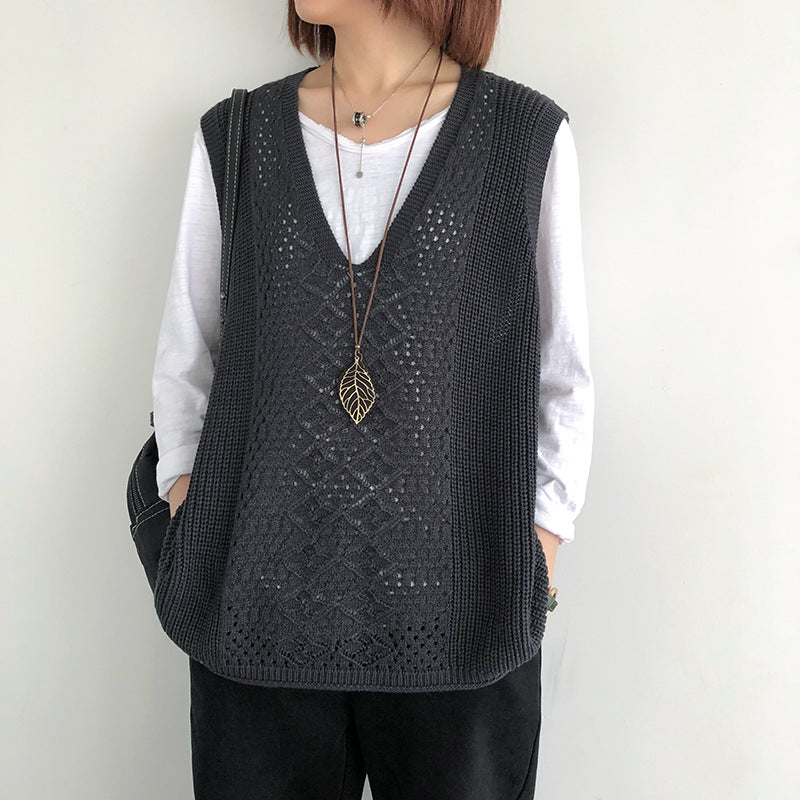 Casual elegant oversized gebreide spencer voor dames