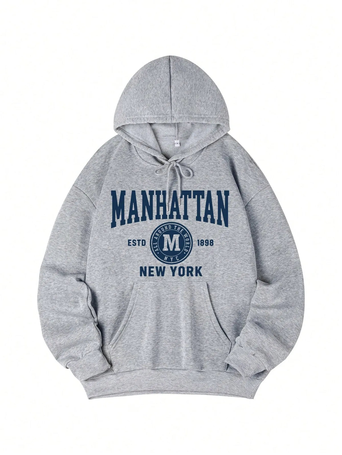 Casual hoodie voor dames met letteropdruk – blauw