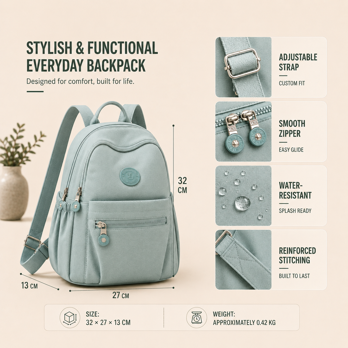 Casual mini rugzak van nylon