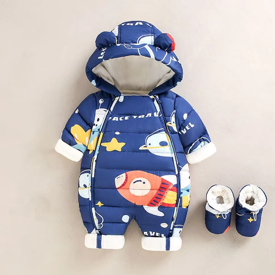 Comfortabel fleece sneeuwpak met capuchon voor baby's en peuters