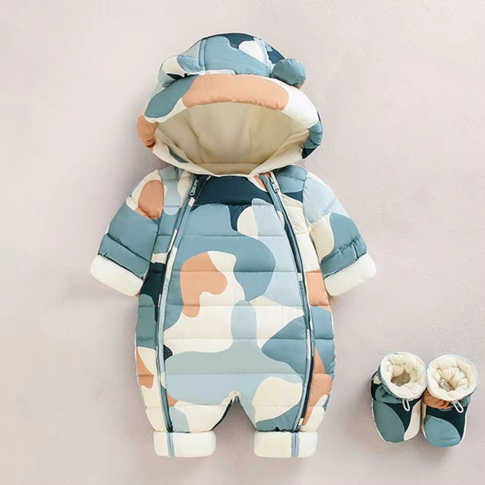 Comfortabel fleece sneeuwpak met capuchon voor baby's en peuters