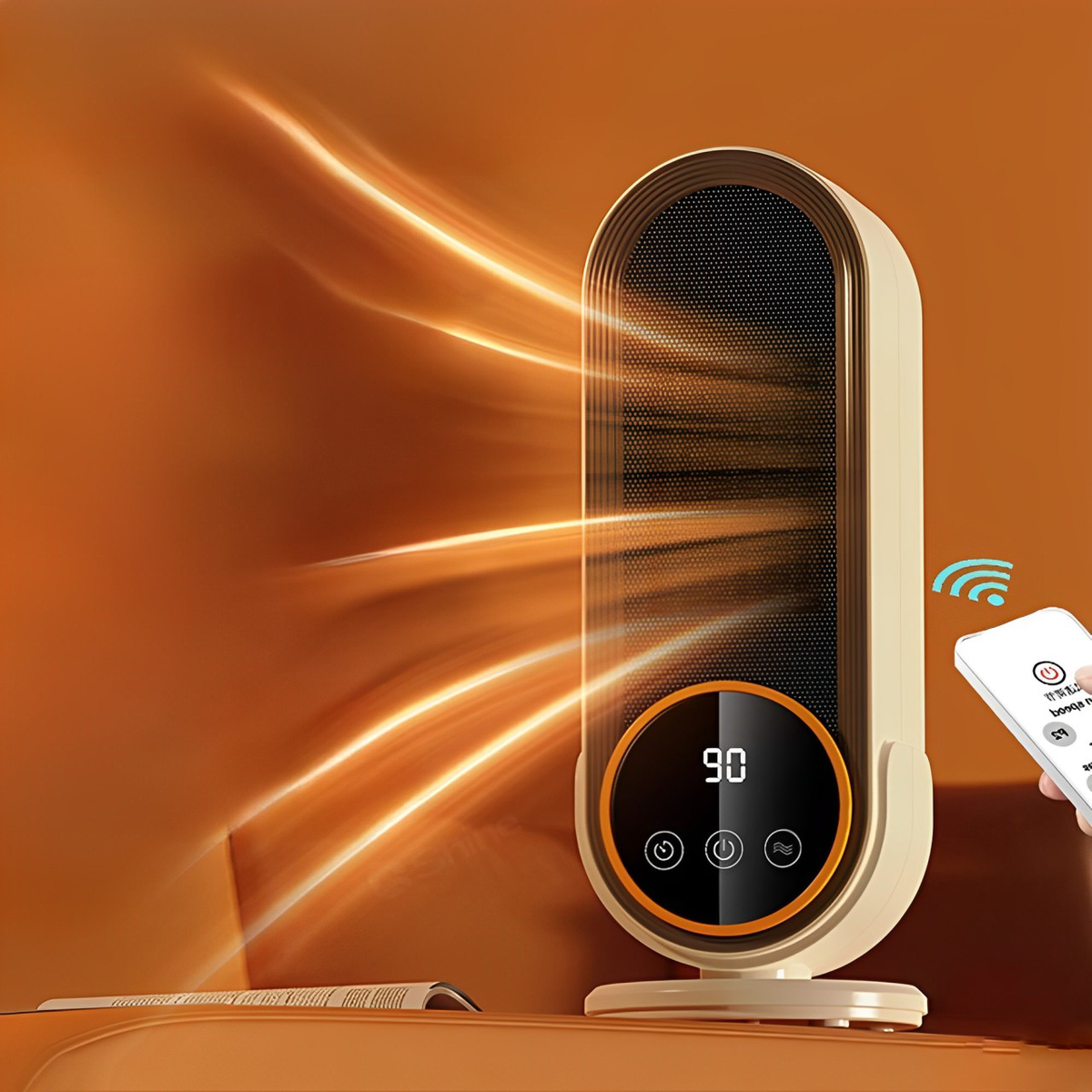 Compacte keramische mini-ventilatorkachel met afstandsbediening