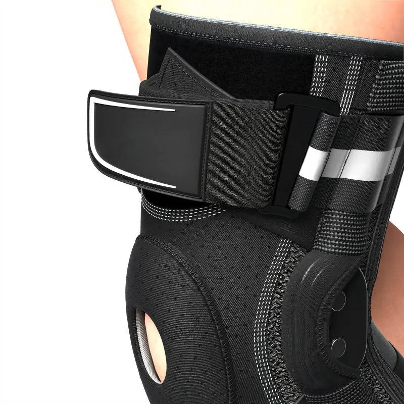 Compressie kniebrace met zijstabilisatoren voor hardlopen en basketbal