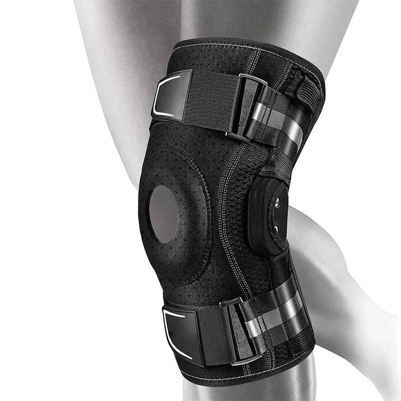 Compressie kniebrace met zijstabilisatoren voor hardlopen en basketbal