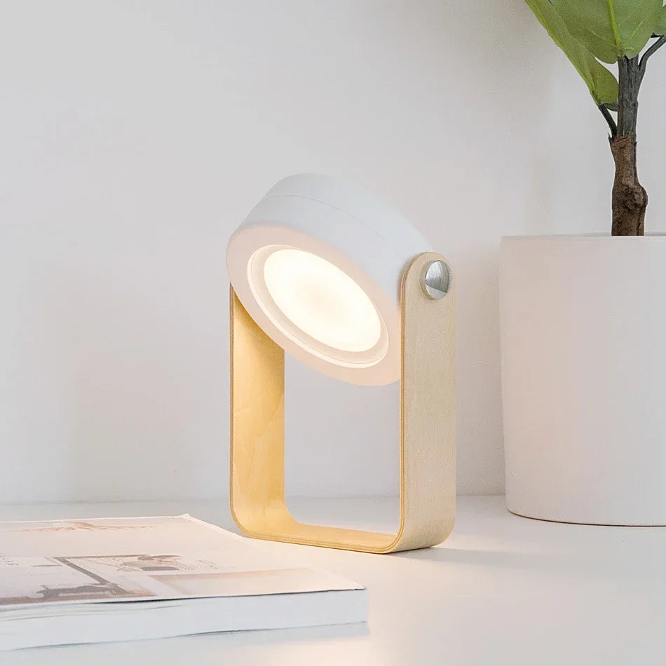Creatieve draagbare lantaarn met houten handvat | Oplaadbare opvouwbare tafellamp