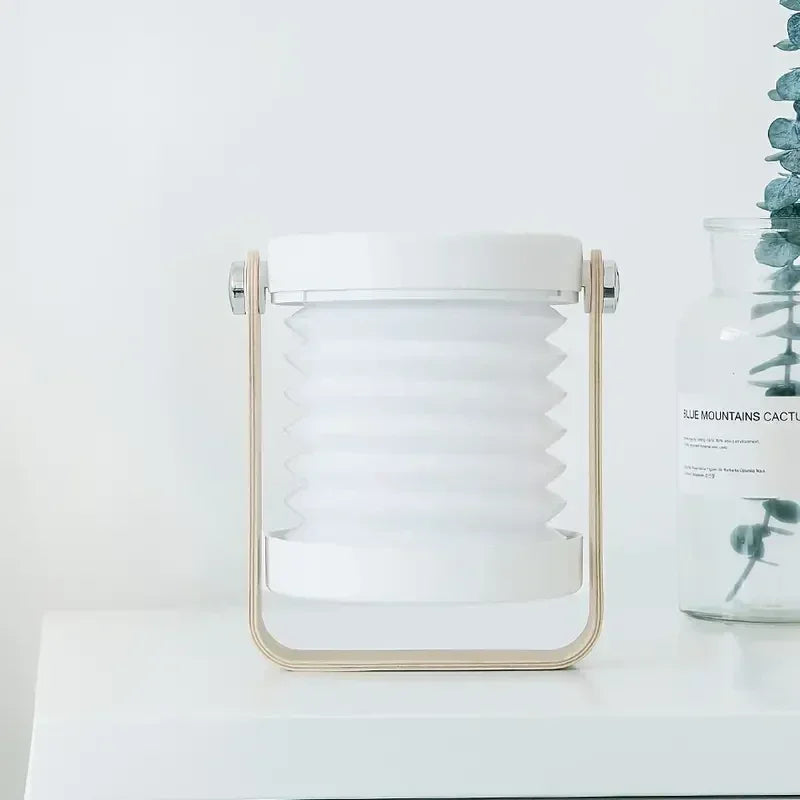 Creatieve draagbare lantaarn met houten handvat | Oplaadbare opvouwbare tafellamp