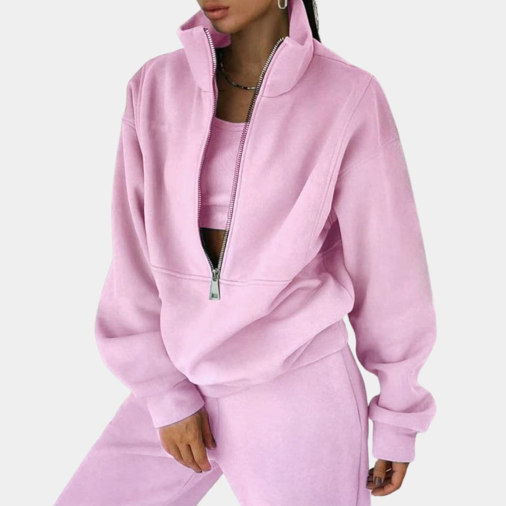 Dames loungewearset met sweater en ritssluiting