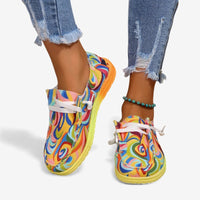 Dames sneakers met opdruk en platte zool