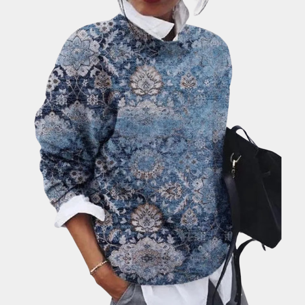 Dames sweatshirt met ronde hals en patroon