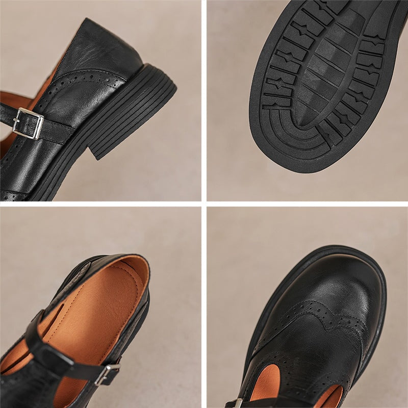 Dames T-band schoenen – Gestructureerde look met geperforeerde details