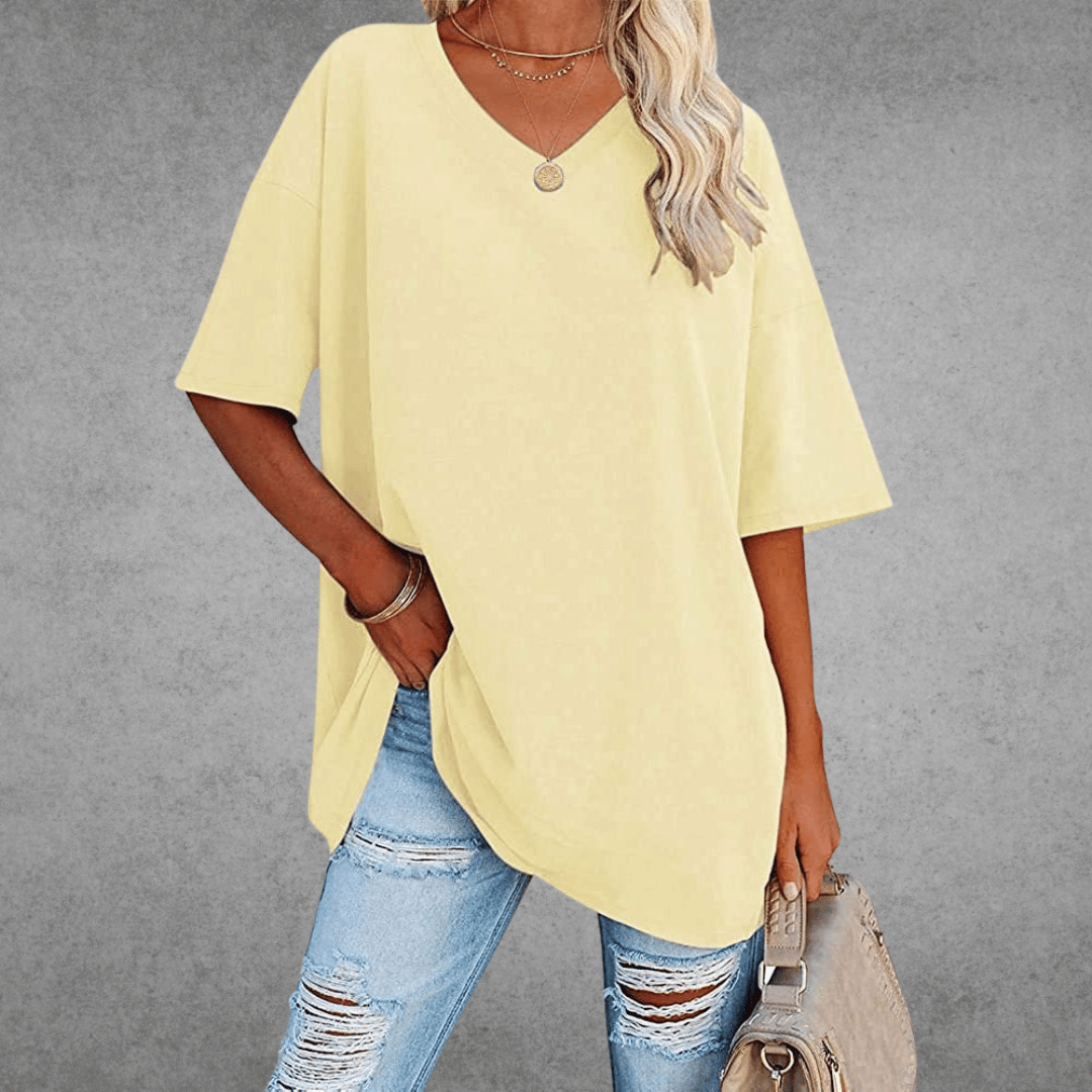 Dames T-shirt met 3/4-mouwen en ronde hals