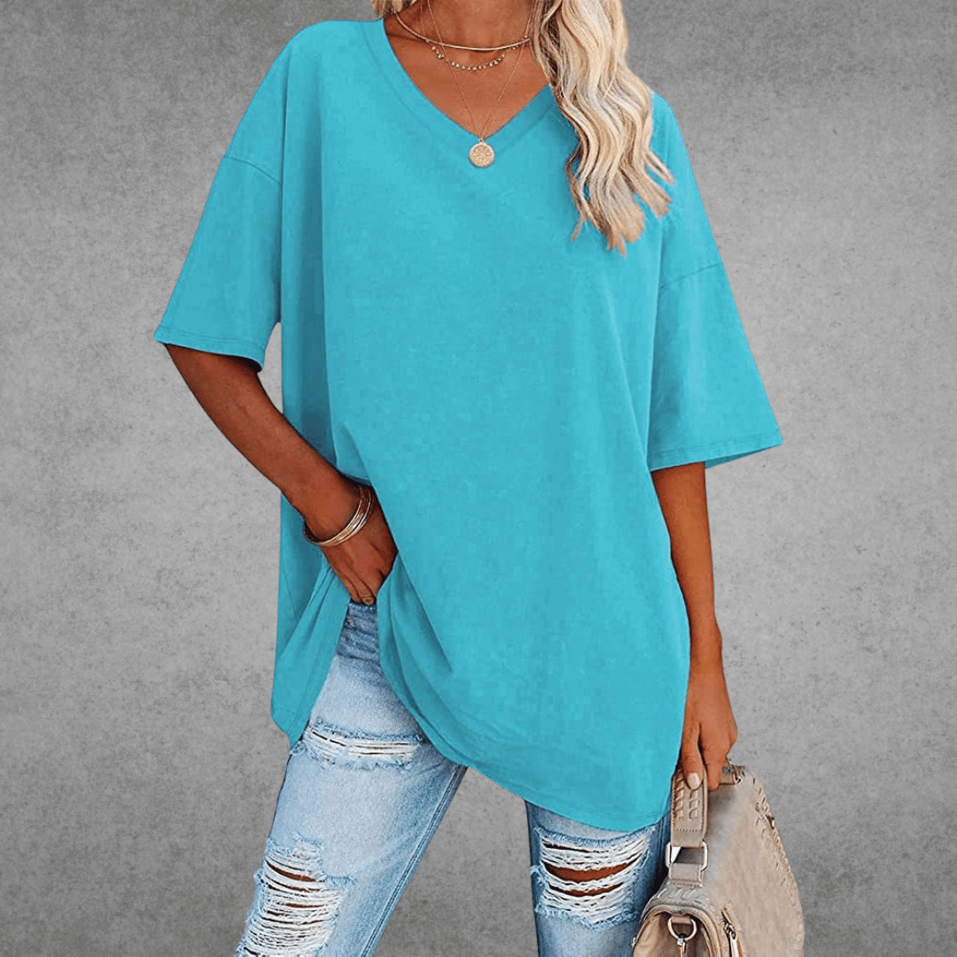 Dames T-shirt met 3/4-mouwen en ronde hals