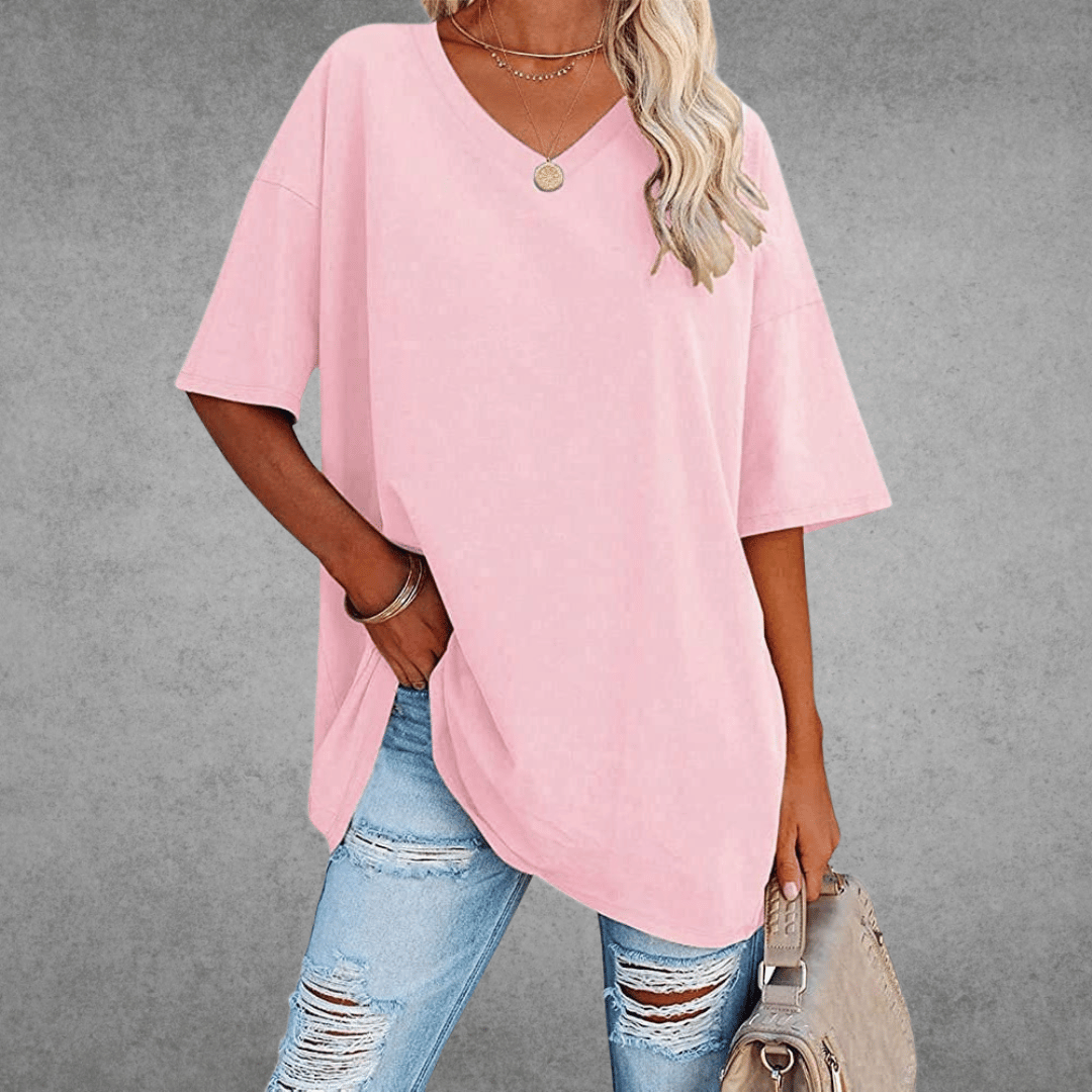 Dames T-shirt met 3/4-mouwen en ronde hals