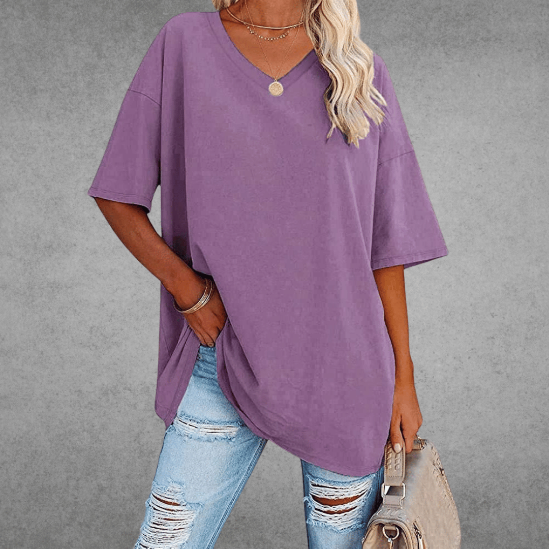 Dames T-shirt met 3/4-mouwen en ronde hals