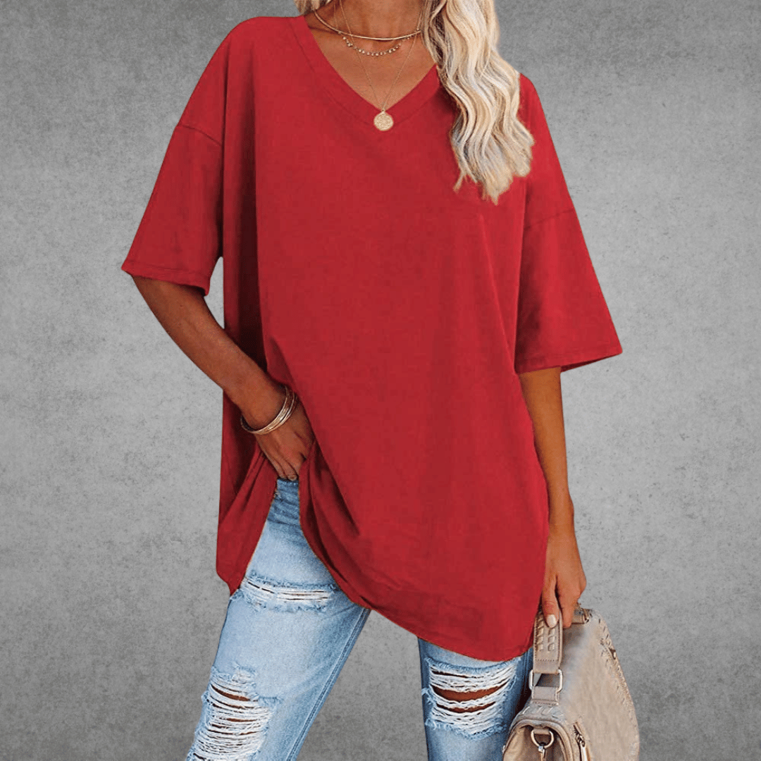 Dames T-shirt met 3/4-mouwen en ronde hals